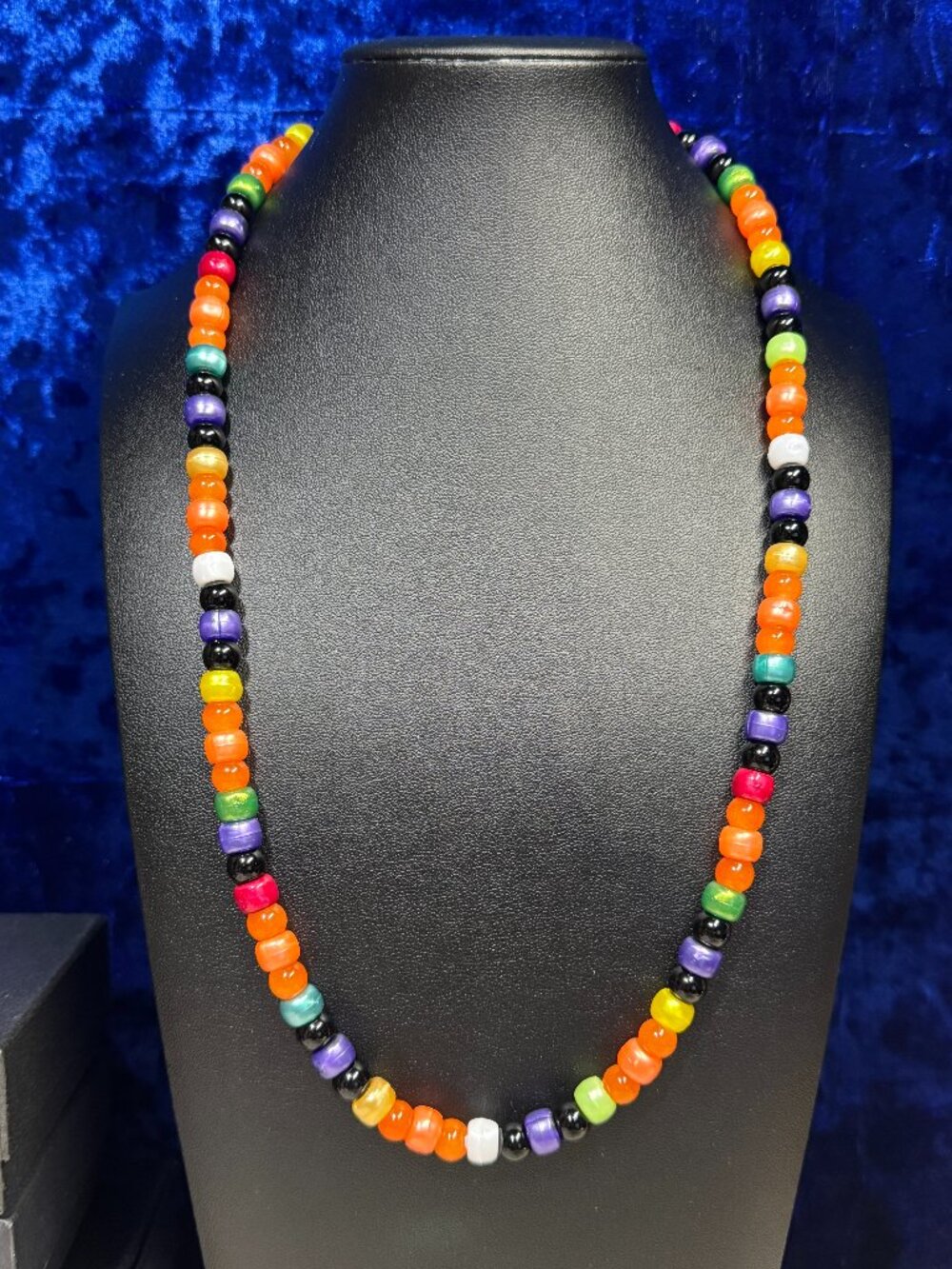 Halloween Tennis Necklace Beaded Multicolored Glass Beads Various Sizes